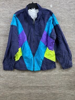 Vintage Cheetah Windbreaker Jacket Mens Size M Multicolor Colorblock Nylon 90s